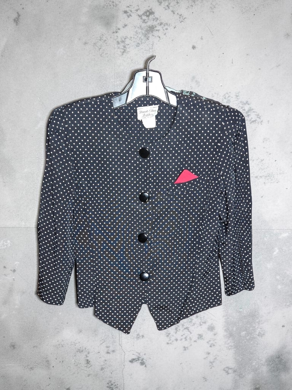 Vintage Stuart Alan Petites Black Polka Dot Top